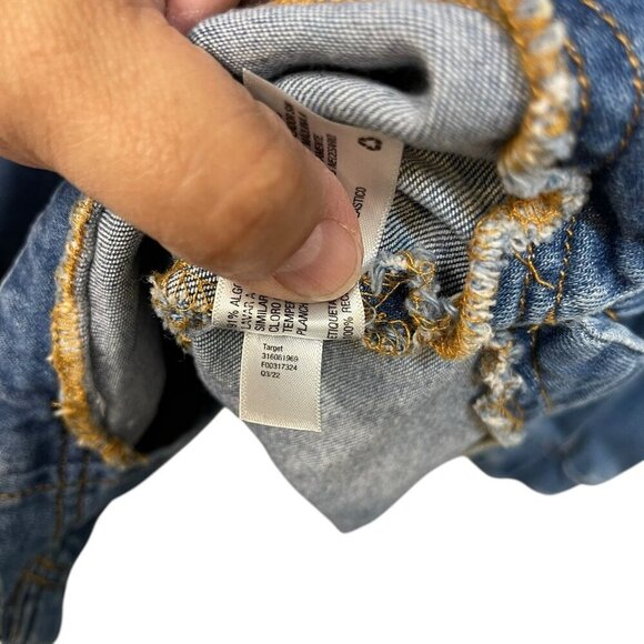 Knox Rose Denim Jacket Zip Front Elastic Waist and Sleeves 4 Pockets Stretch L - Picture 7 of 11